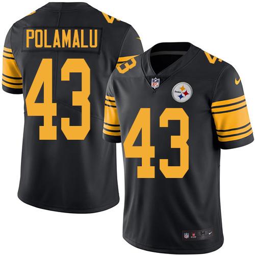 Nike Steelers #43 Troy Polamalu Black Men's Stitched NFL Limited Rush Jersey - Click Image to Close